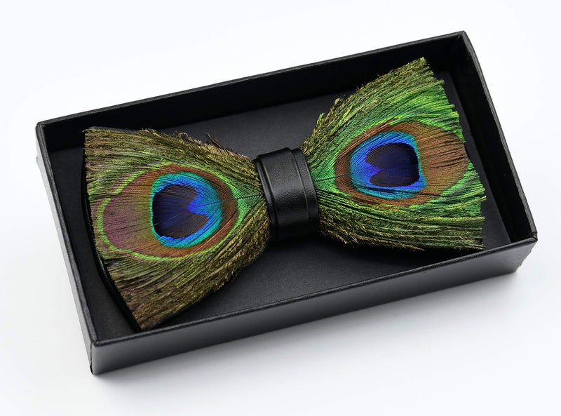 Elfeves Mens Peacock Unique Design Handmade Wedding Bowties Boys Perfect Cravat Necktie - Image 2